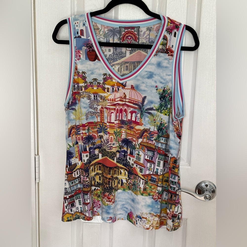 Johnny Was Sleeveless Print Swing Top
